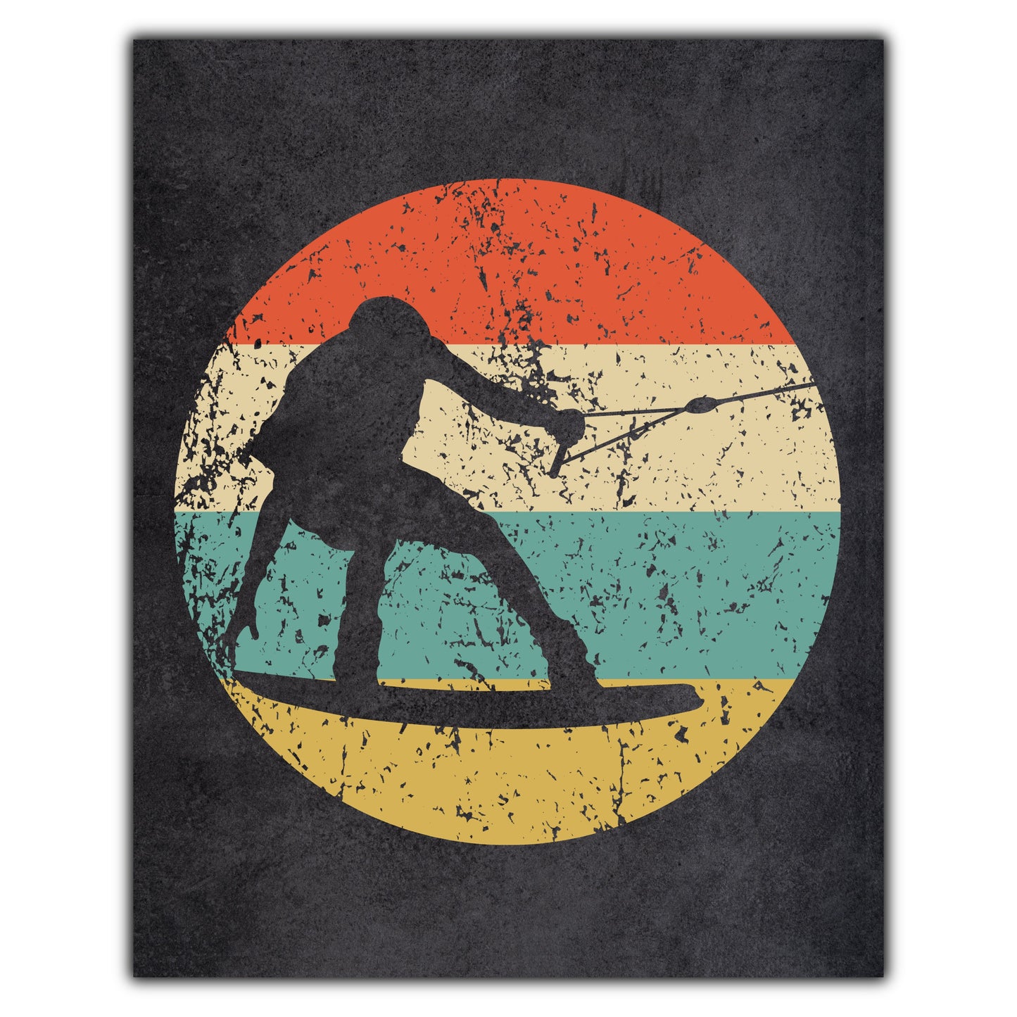 Wakeboarding Wakeboarder Icon Retro 8"x10" Wall Art Print