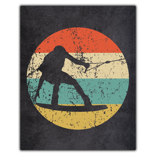 Wakeboarding Wakeboarder Icon Retro 8"x10" Wall Art Print