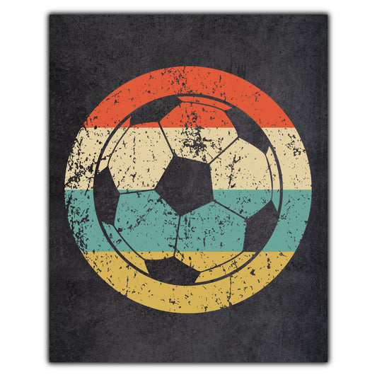 Soccer Ball Sports Icon Retro 8"x10" Wall Art Print