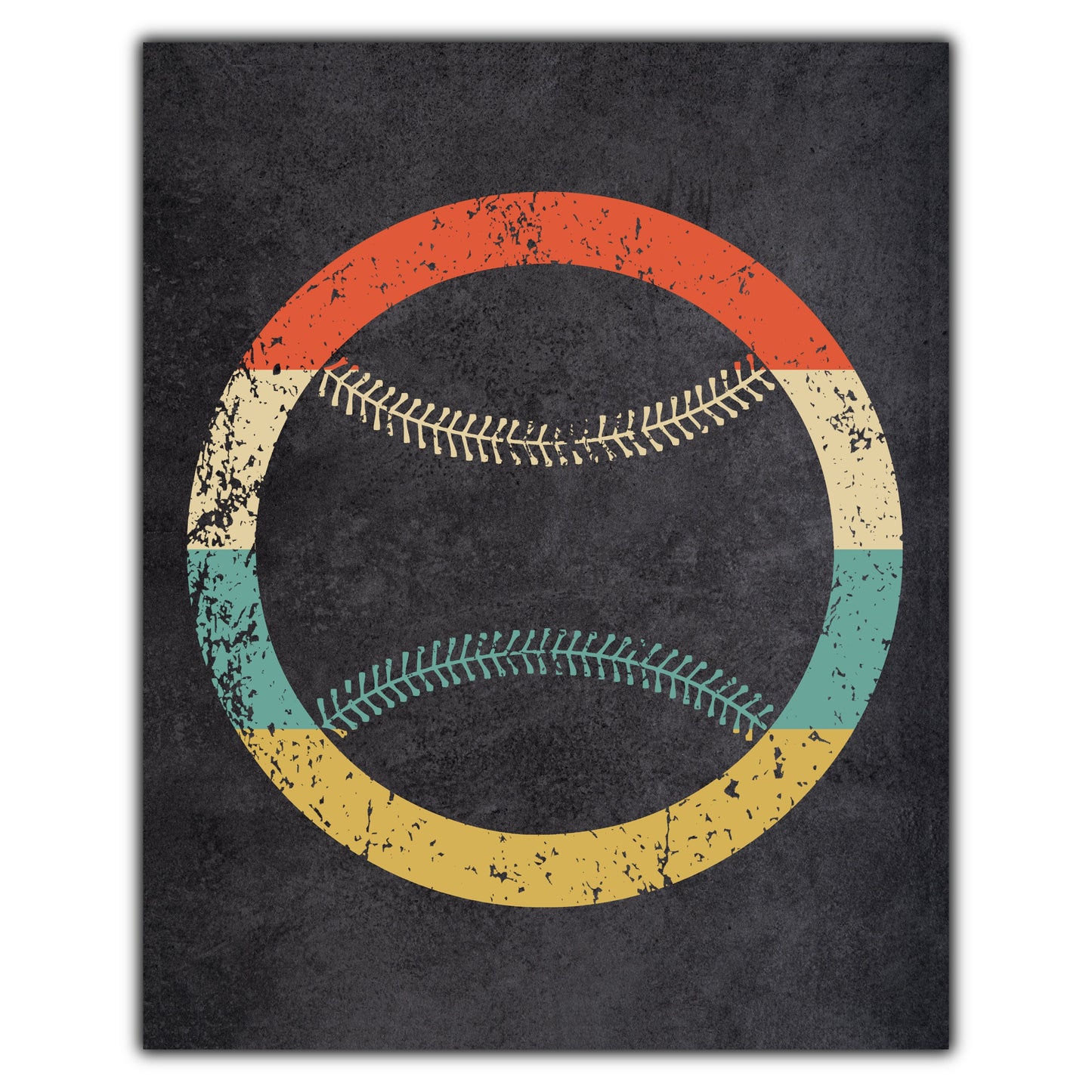 Baseball Softball Sports Icon Retro 8"x10" Wall Art Print