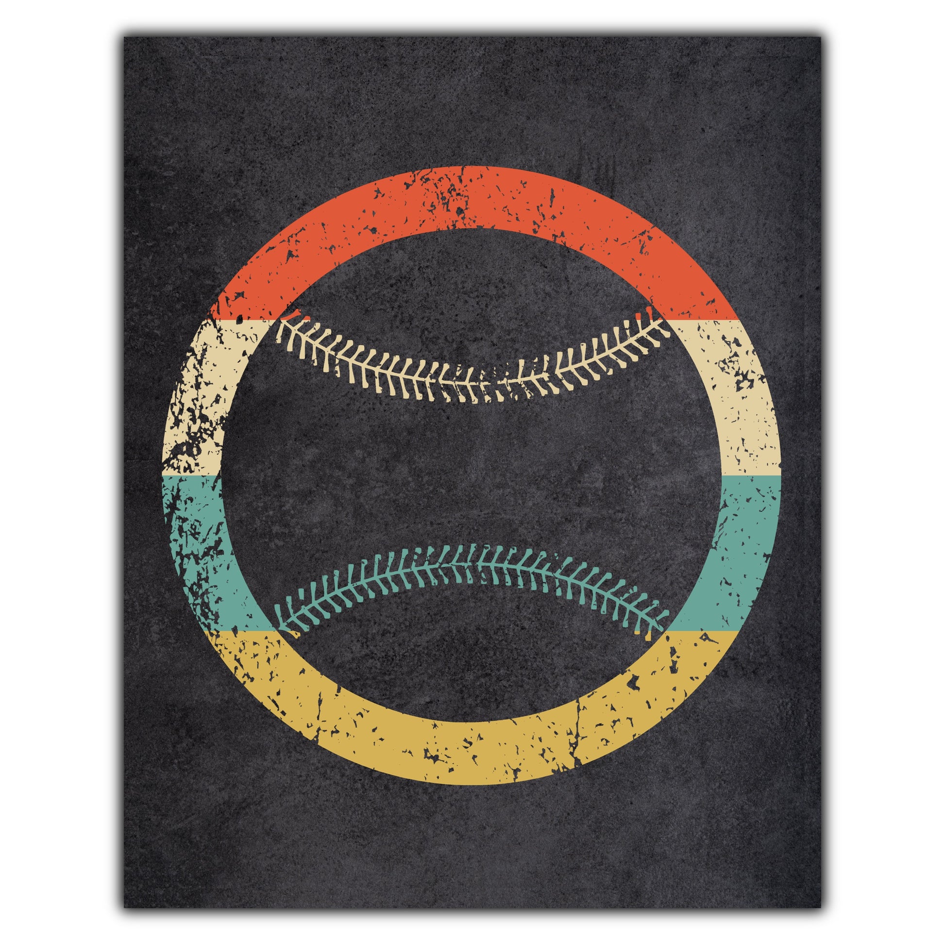 Baseball Softball Sports Icon Retro 8"x10" Wall Art Print