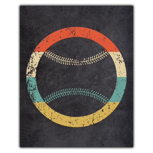 Baseball Softball Sports Icon Retro 8"x10" Wall Art Print