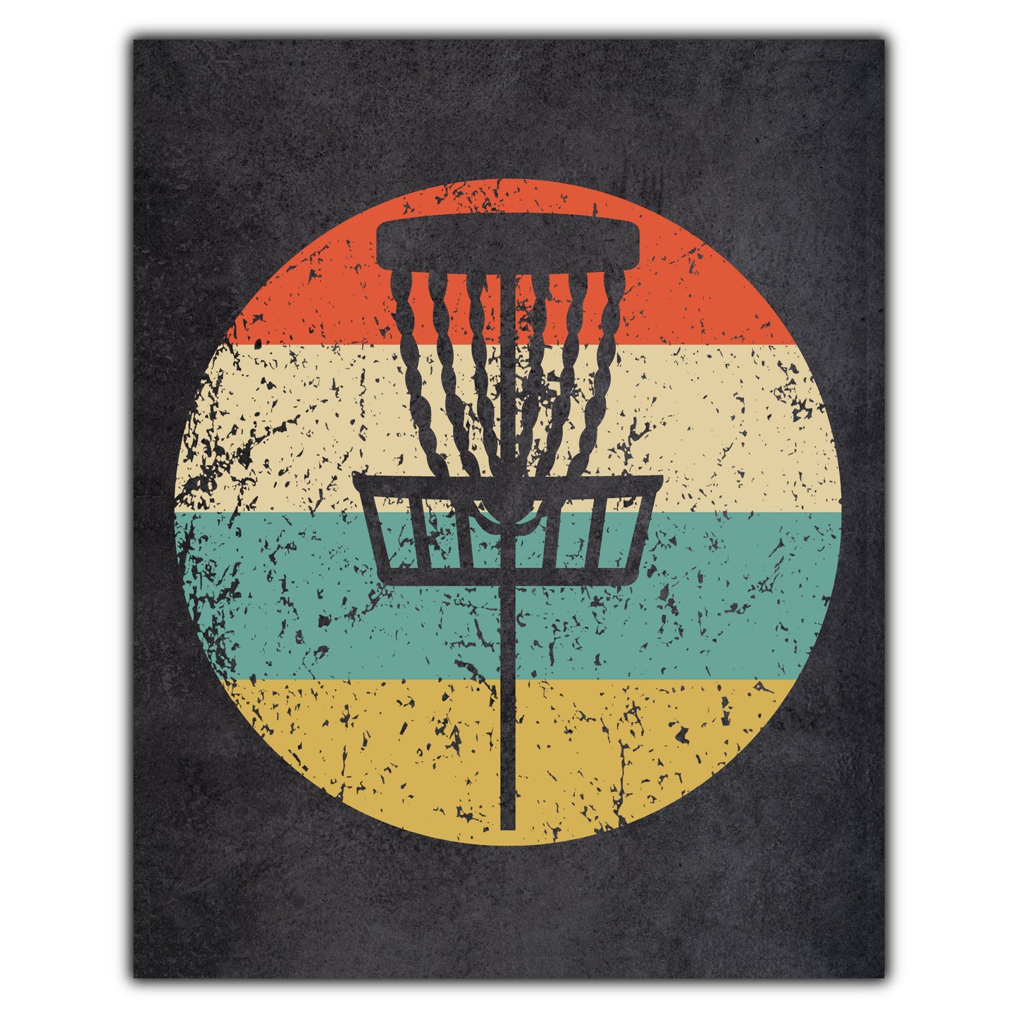 Disc Golf Basket Sports Icon Retro 8"x10" Wall Art Print