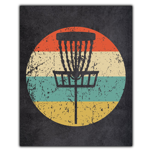 Disc Golf Basket Sports Icon Retro 8"x10" Wall Art Print