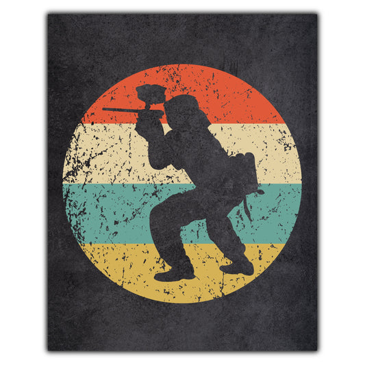 Paintball Player Sports Icon Retro 8"x10" Wall Art Print