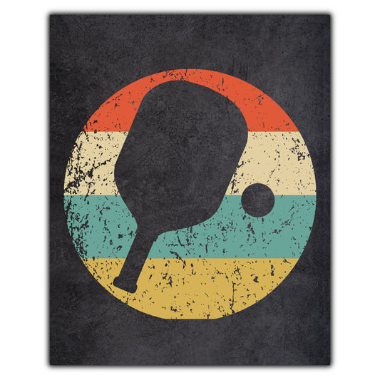 Pickleball Paddle Sports Icon Retro 8"x10" Wall Art Print