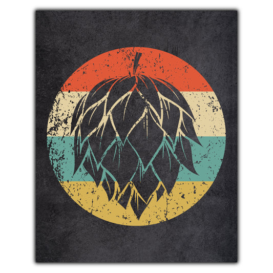 Craft Beer Hops Icon Retro 8"x10" Wall Art Print