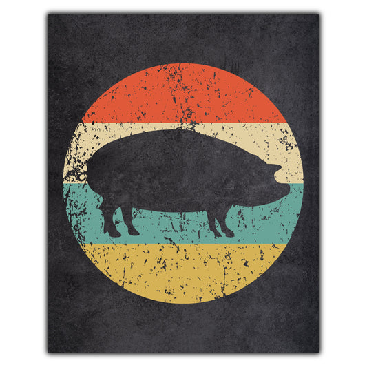 Pig Roast Icon Retro 8"x10" Wall Art Print