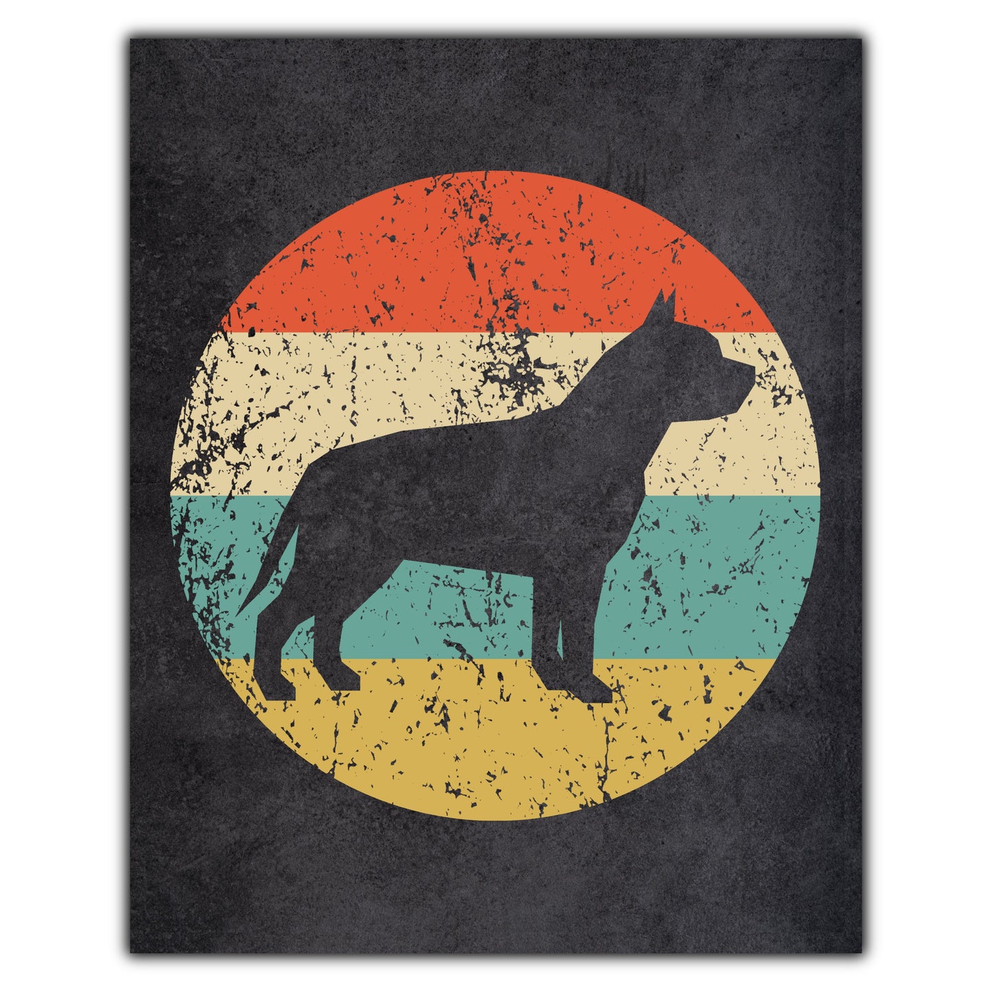 Pit Bull Dog Icon Retro 8"x10" Wall Art Print