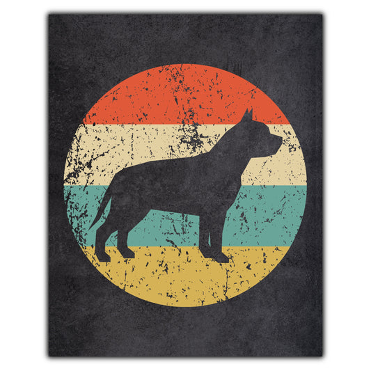 Pit Bull Dog Icon Retro 8"x10" Wall Art Print