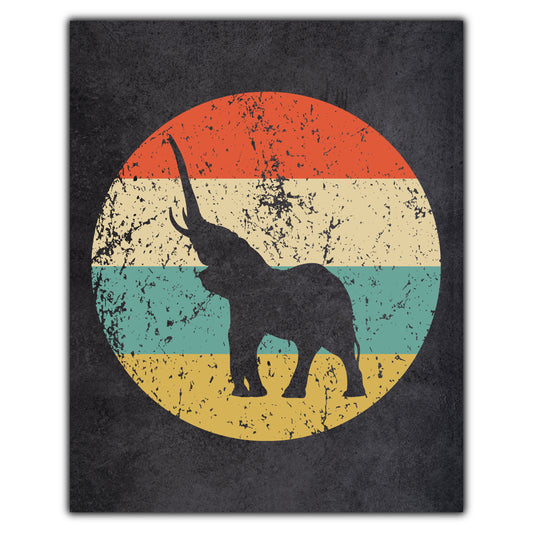 Elephant Animal Icon Retro 8"x10" Wall Art Print