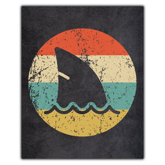 Shark Fin Icon Retro 8"x10" Wall Art Print