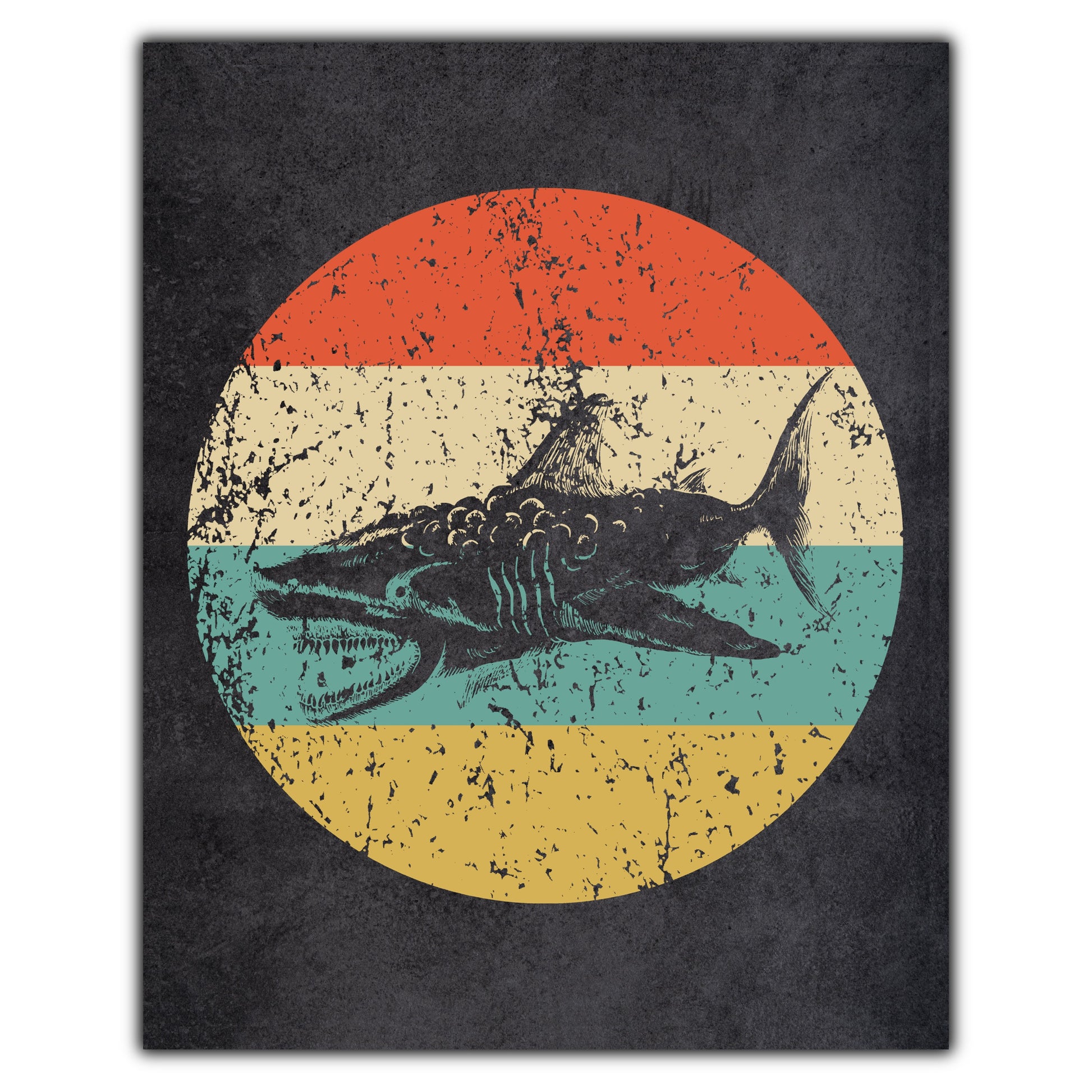 Great White Shark Megalodon Icon Retro 8"x10" Wall Art Print