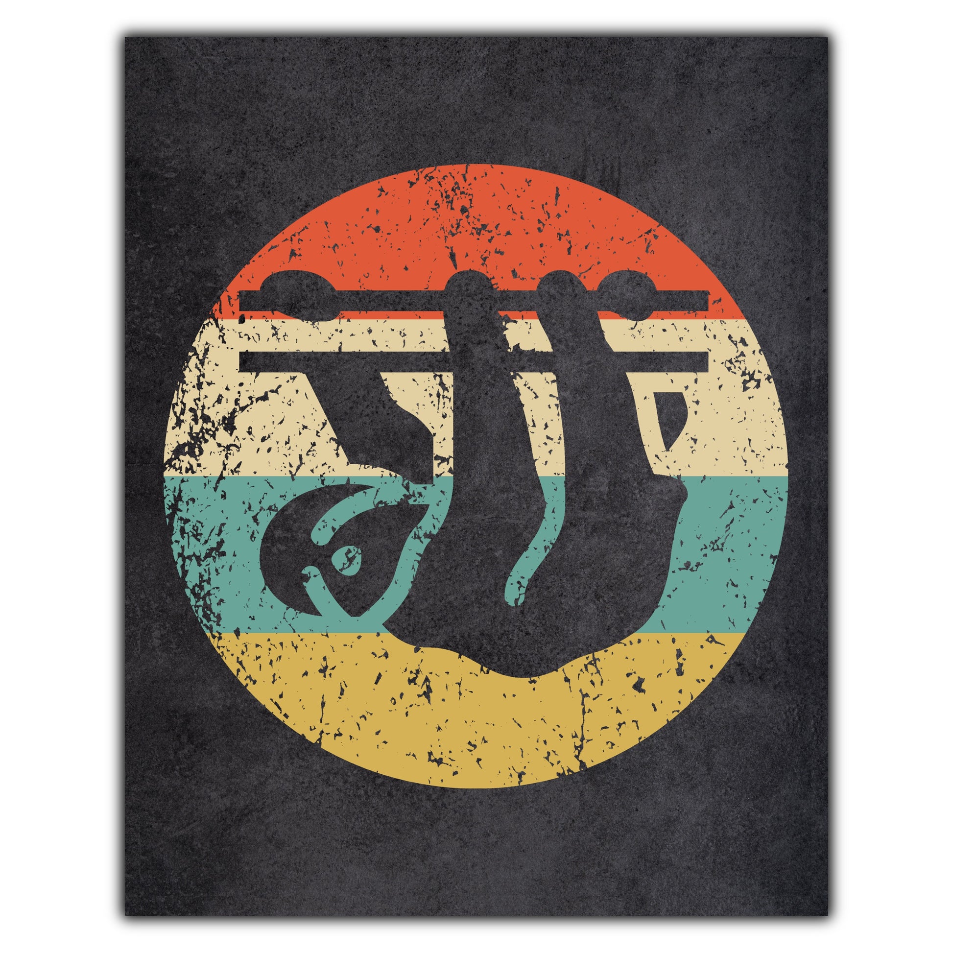 Sloth Animal Icon Retro 8"x10" Wall Art Print