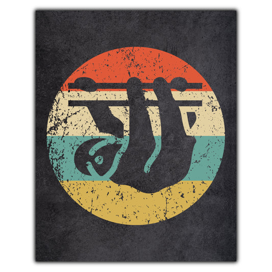 Sloth Animal Icon Retro 8"x10" Wall Art Print