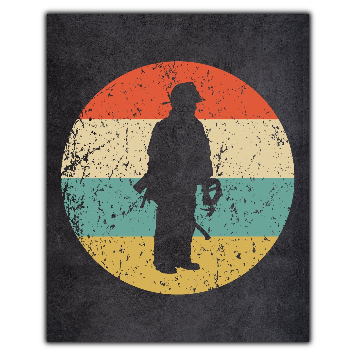 Fireman Firefighter Icon Retro 8"x10" Wall Art Print