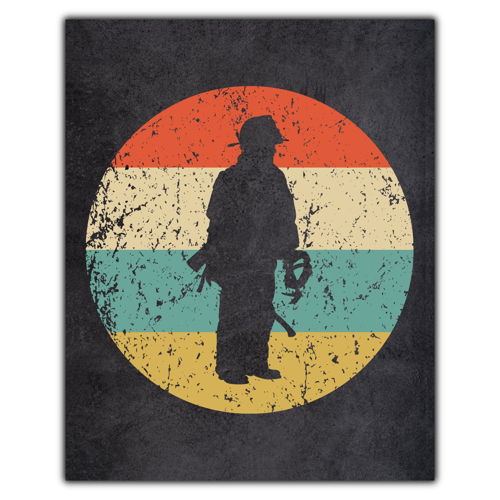 Fireman Firefighter Icon Retro 8"x10" Wall Art Print