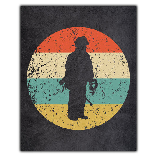 Fireman Firefighter Icon Retro 8"x10" Wall Art Print