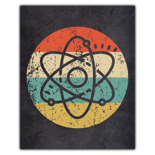 Atom Science Icon Retro 8"x10" Wall Art Print