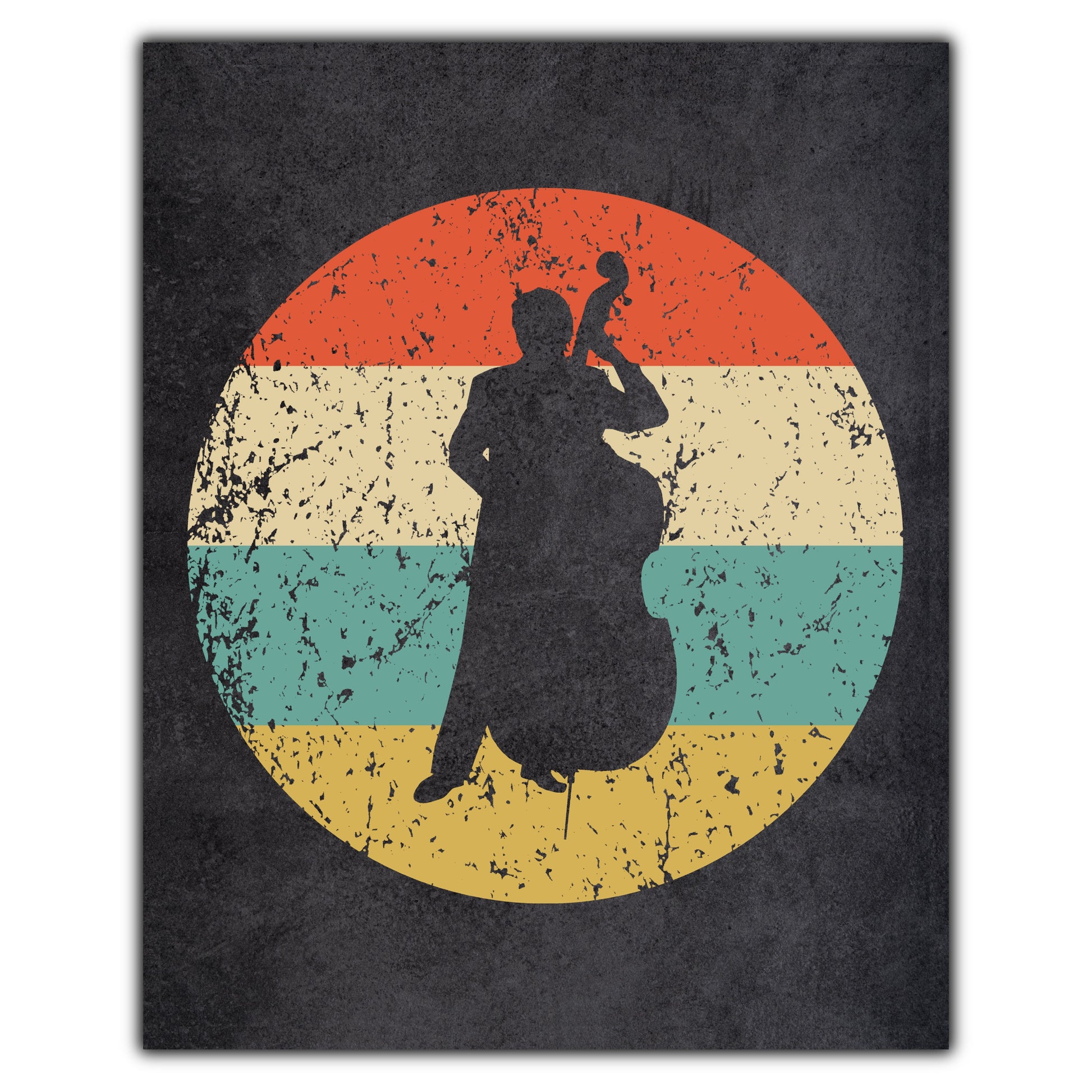 Bass Player Music Icon Retro 8"x10" Wall Art Print