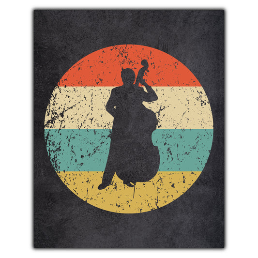 Bass Player Music Icon Retro 8"x10" Wall Art Print