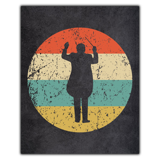 Orchestra Conductor Music Icon Retro 8"x10" Wall Art Print