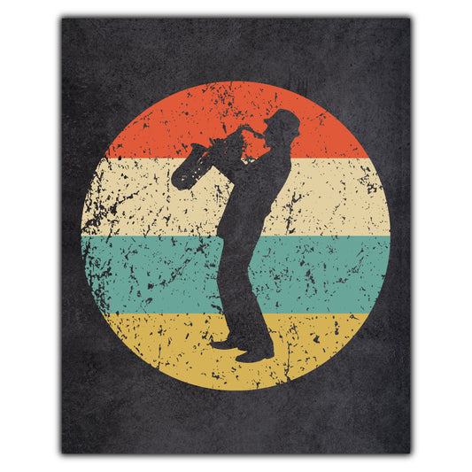 Saxophone Player Music Icon Retro 8"x10" Wall Art Print