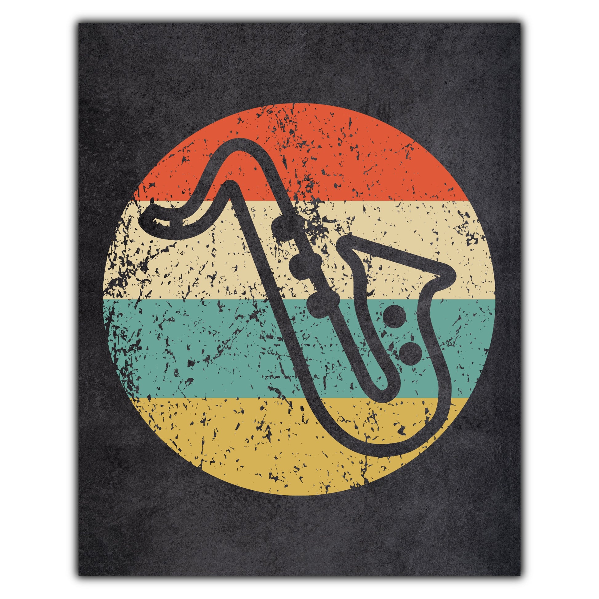 Saxophone Music Icon Retro 8"x10" Wall Art Print