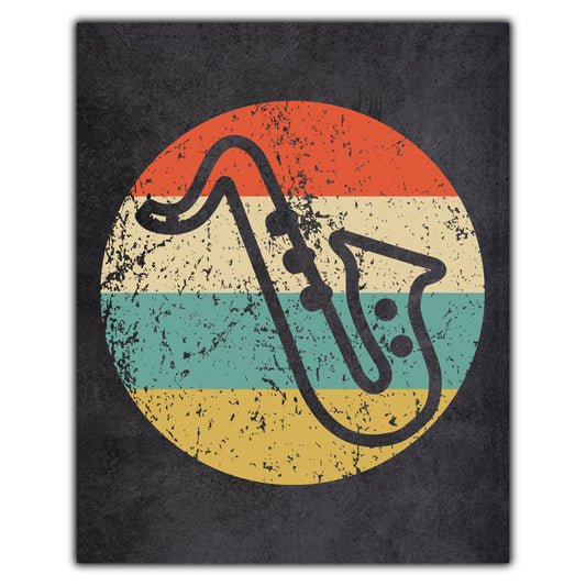 Saxophone Music Icon Retro 8"x10" Wall Art Print