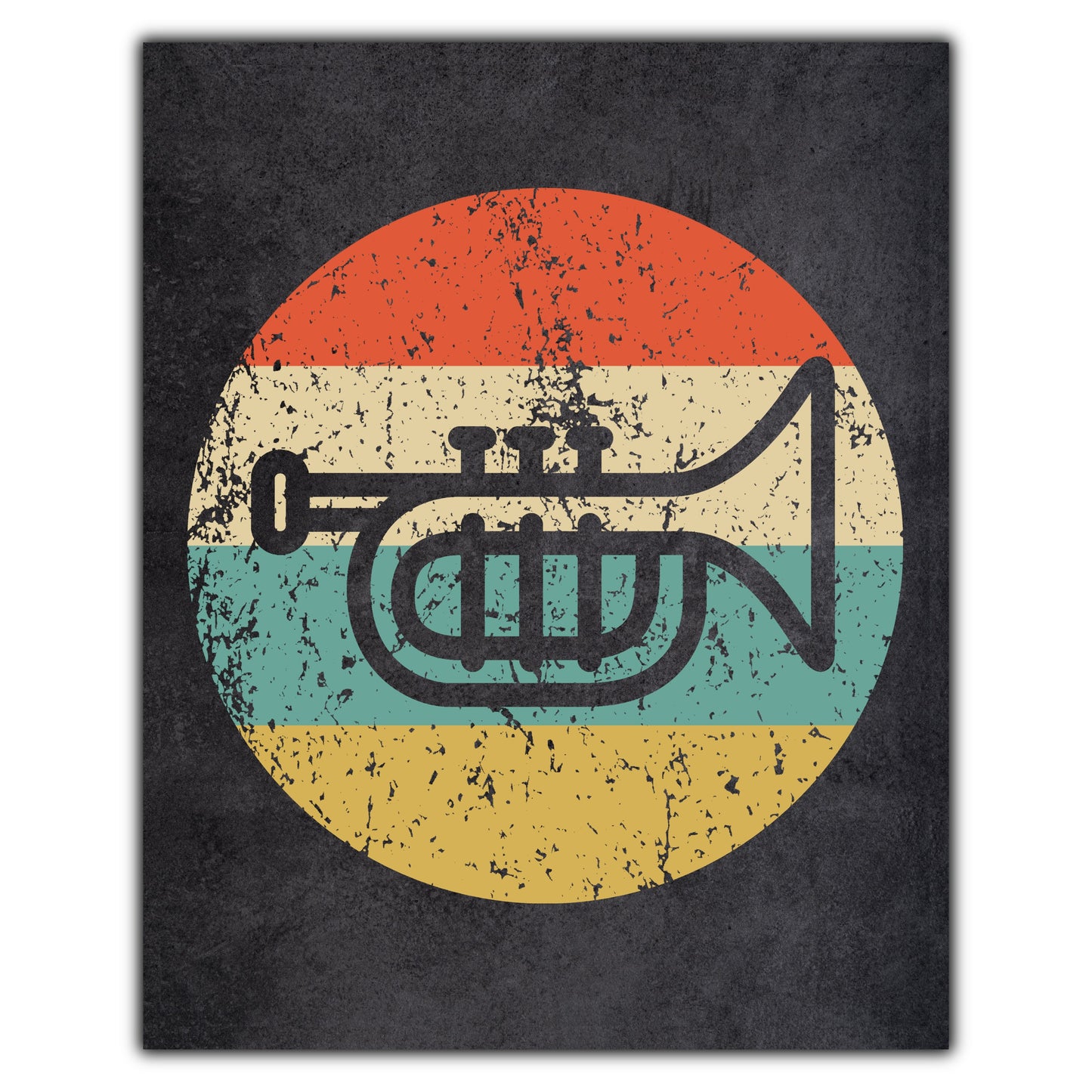 Trumpet Music Icon Retro 8"x10" Wall Art Print