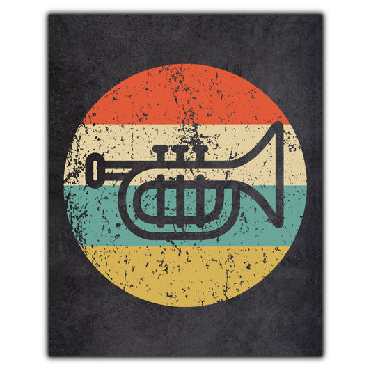 Trumpet Music Icon Retro 8"x10" Wall Art Print