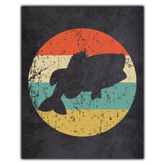 Bass Fishing Fish Icon Retro 8"x10" Wall Art Print