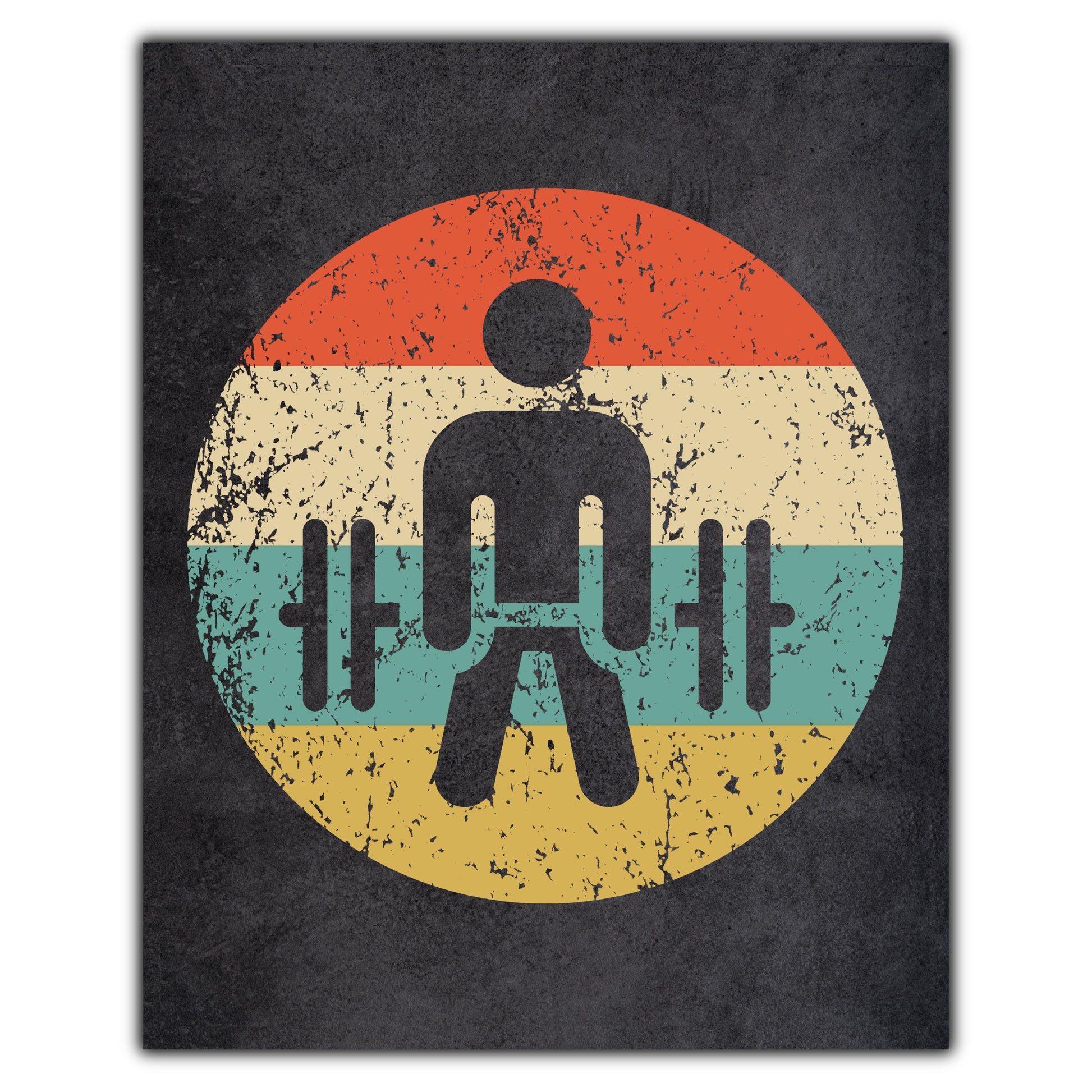 Dead Lift Weightlifting Icon Retro 8"x10" Wall Art Print