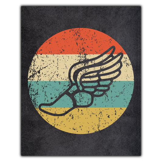 Running Shoe With Wings Track Icon Retro 8"x10" Wall Art Print