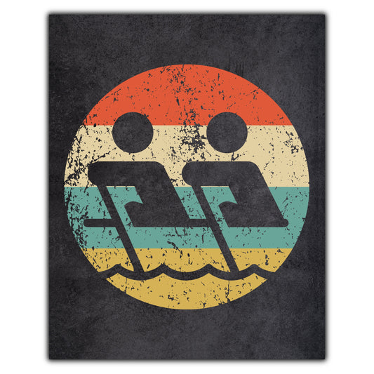 Rowing Crew Team Sports Icon Retro 8"x10" Wall Art Print