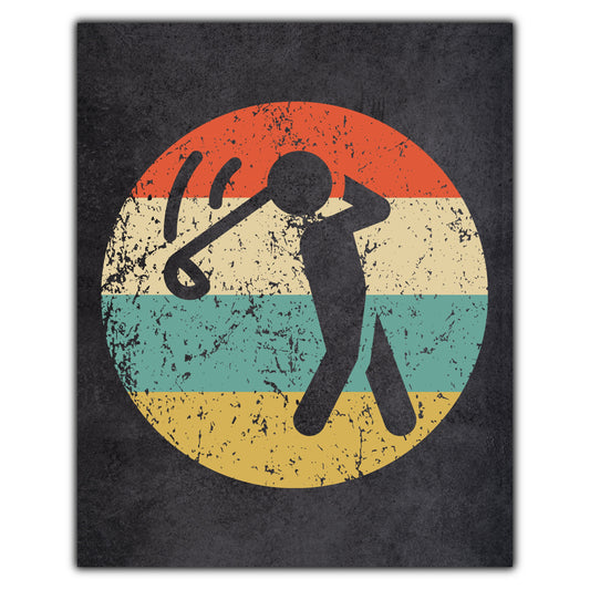Golfer Golfing Golf Sports Icon Retro 8"x10" Wall Art Print