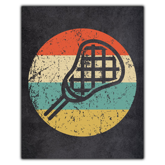 Lacrosse Stick Sports Icon Retro 8"x10" Wall Art Print