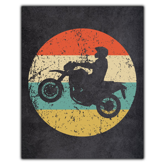 Motocross Rider Sports Icon Retro 8"x10" Wall Art Print
