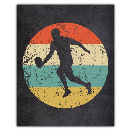 Rugby Player Sports Icon Retro 8"x10" Wall Art Print