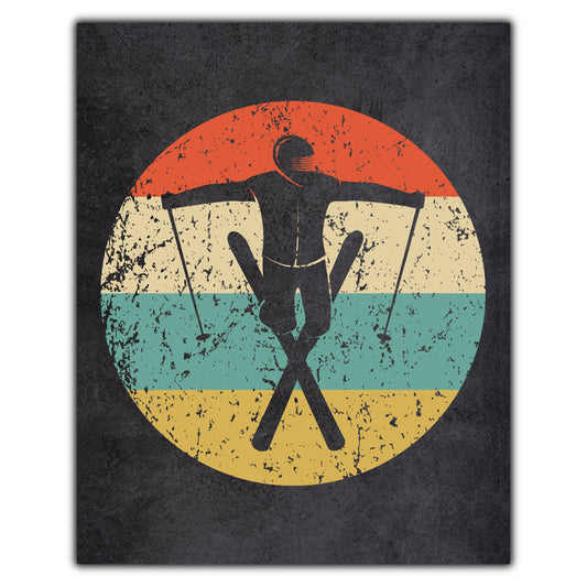 Extreme Skier Skiing Sports Icon Retro 8"x10" Wall Art Print