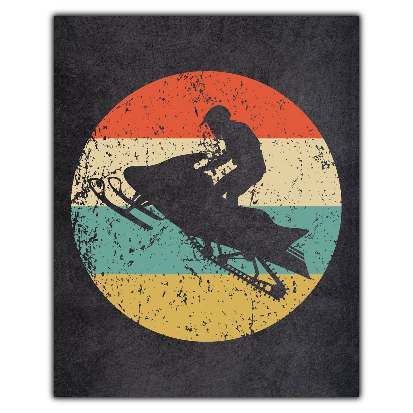 Snowmobiling Snowmobile Sports Icon Retro 8"x10" Wall Art Print