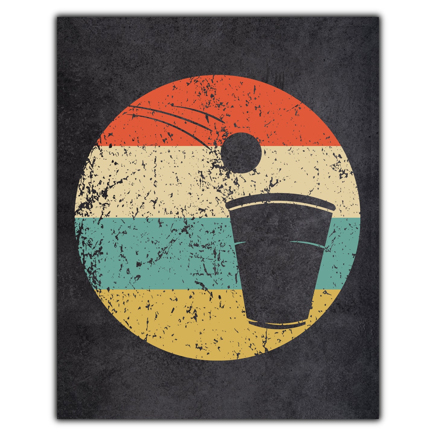 Beer Pong Icon Retro 8"x10" Wall Art Print