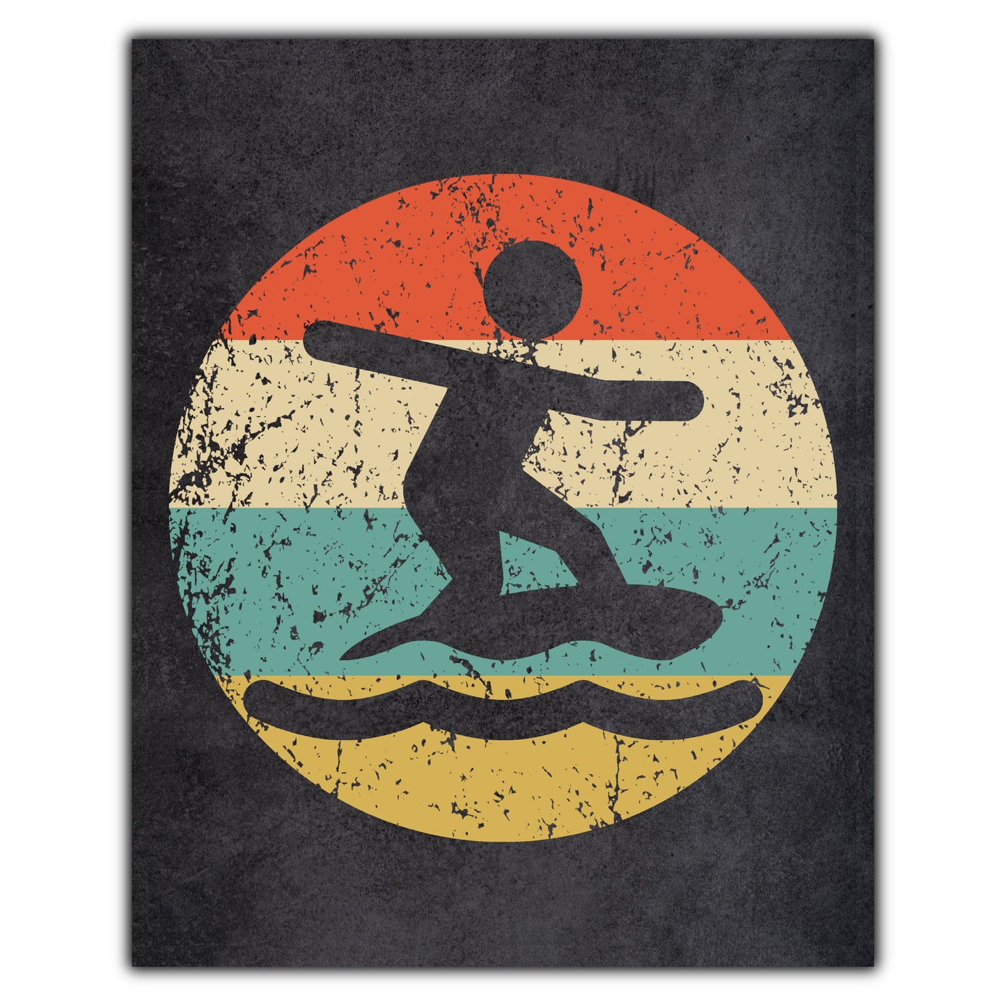 Skimboarding Icon Retro 8"x10" Wall Art Print