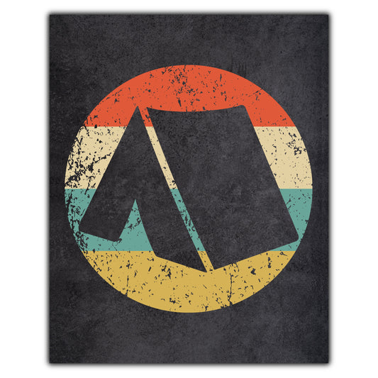 Outdoors Camping Tent Icon Retro 8"x10" Wall Art Print