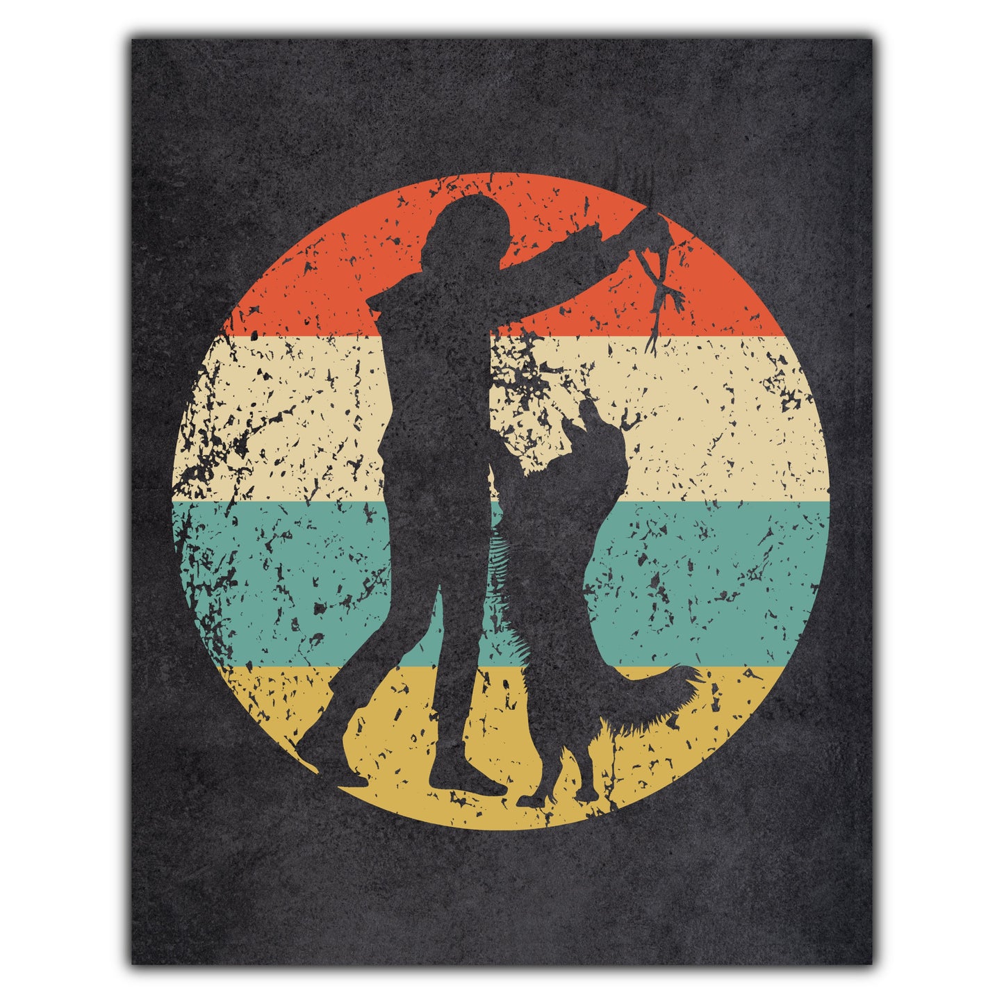 Dog Trainer Icon Retro 8"x10" Wall Art Print