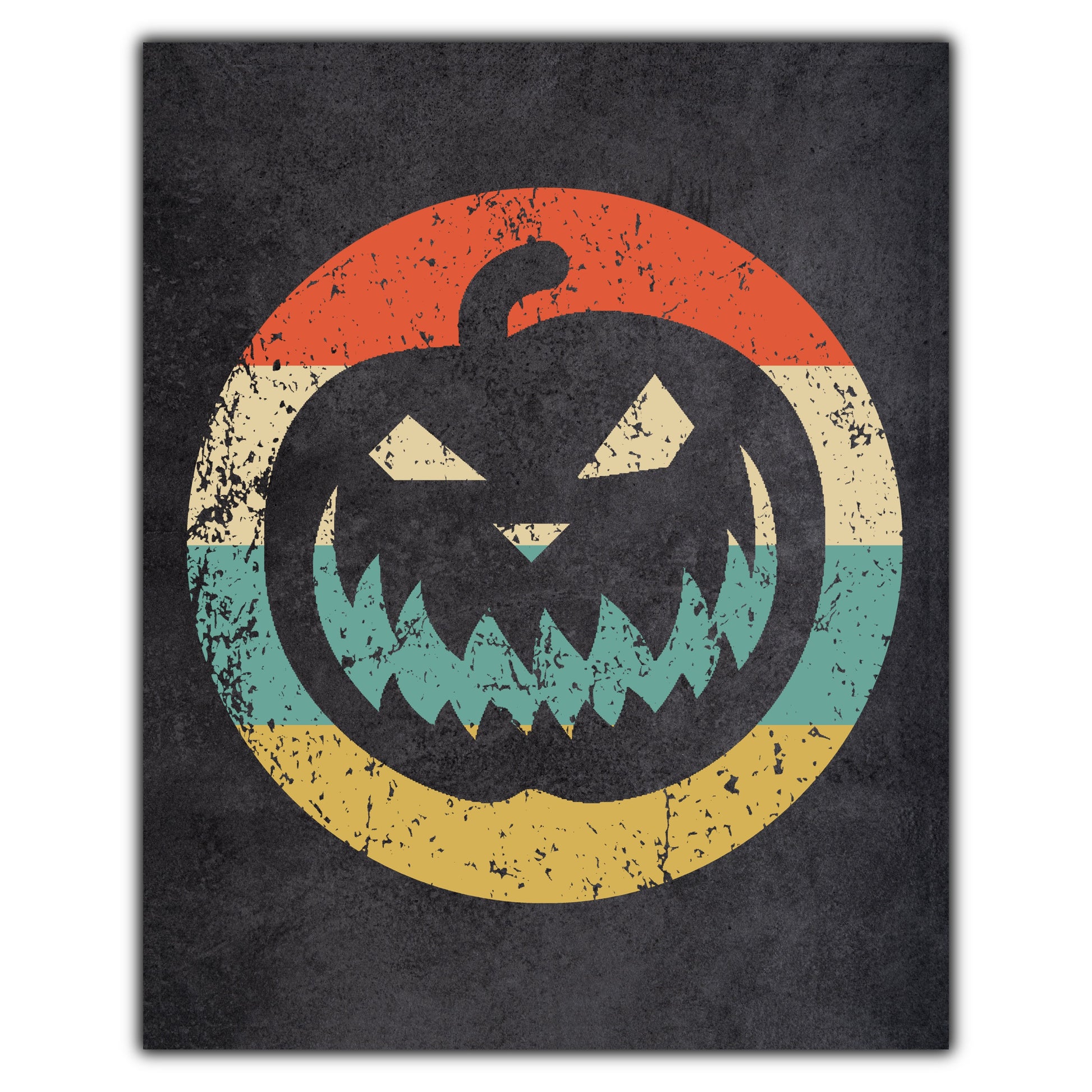 Jack-O-Lantern Pumpkin Halloween Icon Retro 8"x10" Wall Art Print