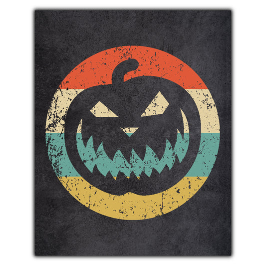 Jack-O-Lantern Pumpkin Halloween Icon Retro 8"x10" Wall Art Print