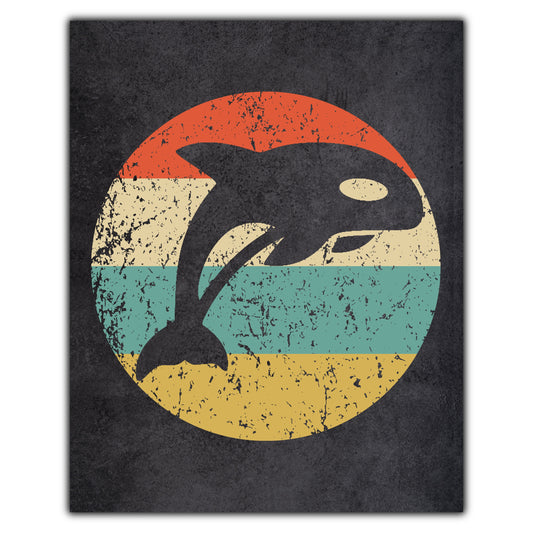 Killer Whale Orca Animal Icon Retro 8"x10" Wall Art Print