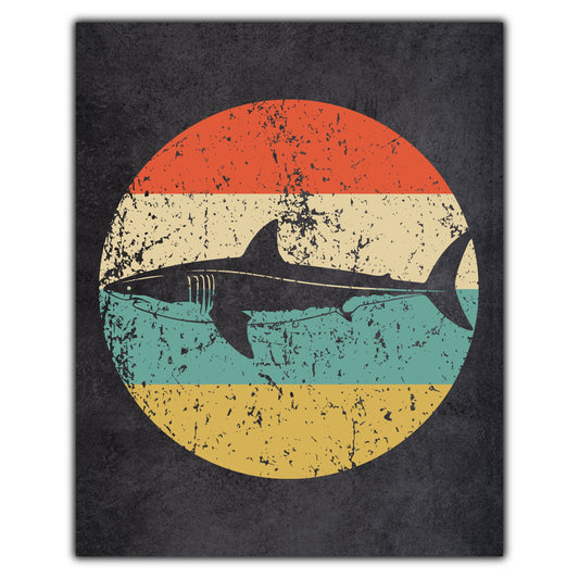 Great White Shark Icon Retro 8"x10" Wall Art Print