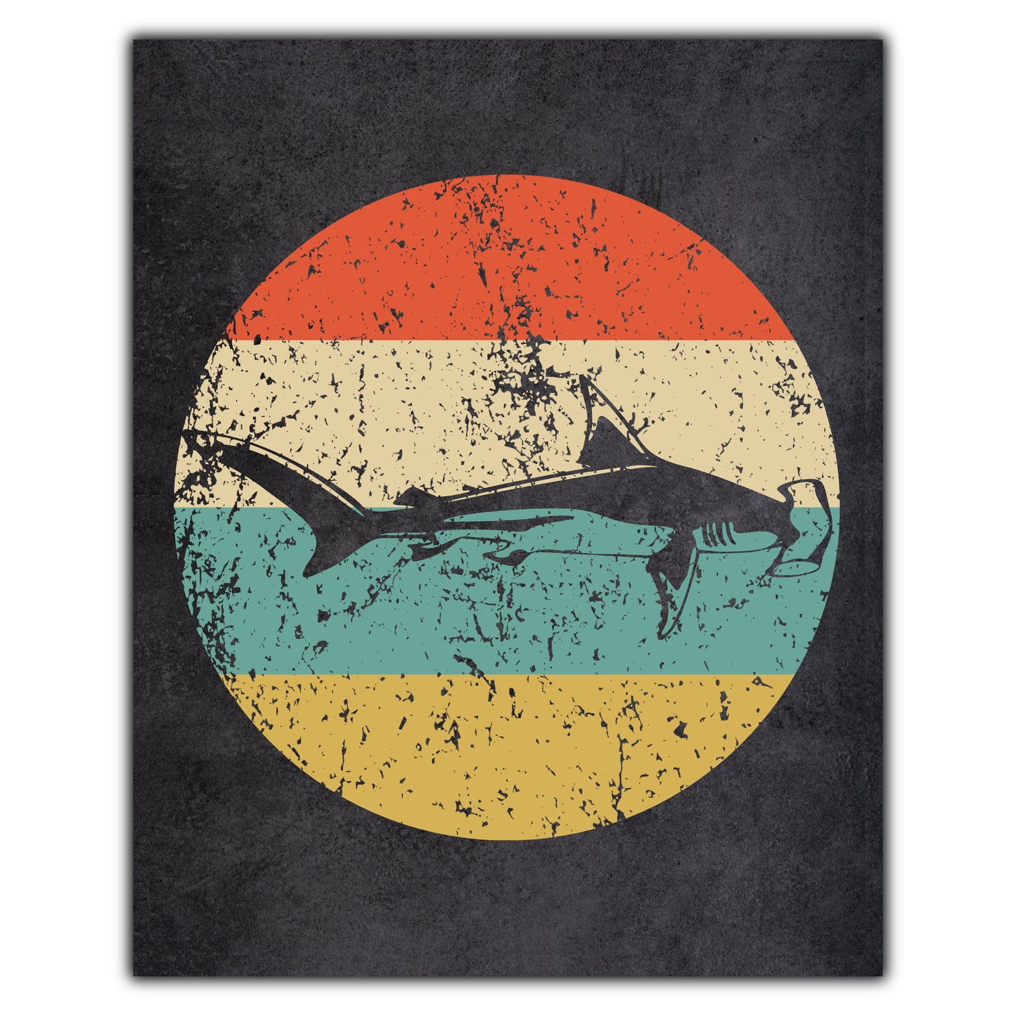Great Hammerhead Shark Icon Retro 8"x10" Wall Art Print